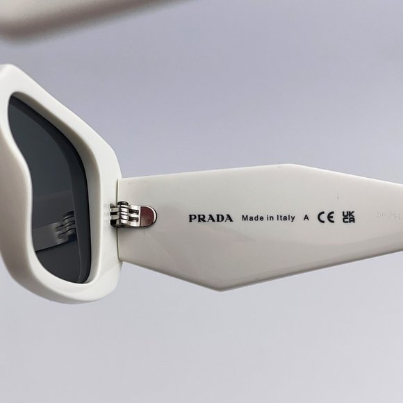 🔥  Prada PR17WS 1425S0 Sunglasses Ivory White Dark Gray Rectangle Unisex - Picture 6 of 10